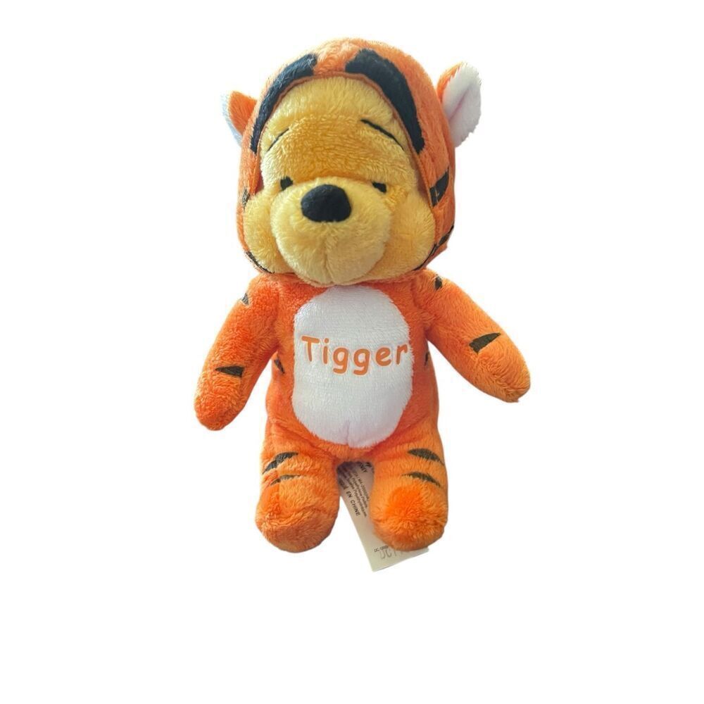 Disney Kids Orange Winnie The Pooh Wearing Tigger Costume Plush Toy Doll 8"